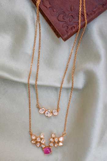 Solv Jewellery Pink Cascade Double Layered Necklace 