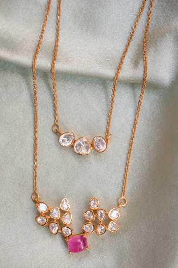 Solv Jewellery Pink Cascade Double Layered Necklace 