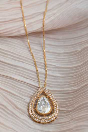 Solv Jewellery Gold Plated Dewdrop Delight Pendant Necklace Online at Aza Fashions Solv Jewellery_Gold Plated Dewdrop Delight Pendant Necklace _Online_at_Aza_Fashions