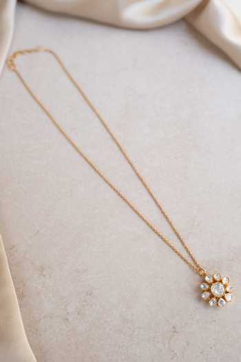 Solv Jewellery Gold Plated Flower Aura Pendant Necklace Online at Aza Fashions Solv Jewellery_Gold Plated Flower Aura Pendant Necklace _Online_at_Aza_Fashions