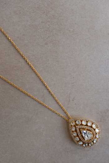 Buy Solv Jewellery Gold Plated Nirvi Moissanite Polki Stone Pendant Necklace Online at Aza Fashions Buy_Solv Jewellery_Gold Plated Nirvi Moissanite Polki Stone Pendant Necklace _Online_at_Aza_Fashions