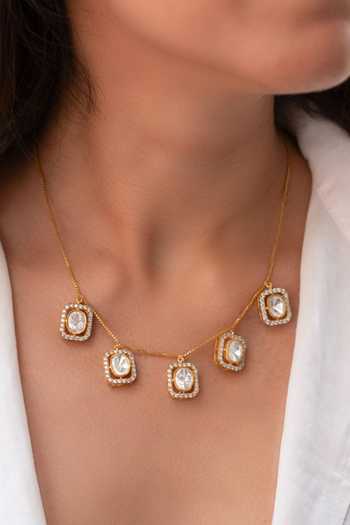 Solv Jewellery Vargah Solitaire Polki Charm Chain Necklace 