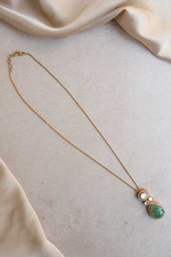 Solv Jewellery Gold Plated Elysian Jade Pendant Necklace Online at Aza Fashions Solv Jewellery_Gold Plated Elysian Jade Pendant Necklace _Online_at_Aza_Fashions