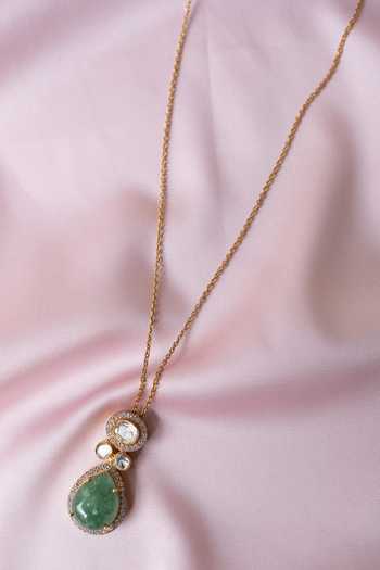 Buy Solv Jewellery Gold Plated Elysian Jade Pendant Necklace Online at Aza Fashions Buy_Solv Jewellery_Gold Plated Elysian Jade Pendant Necklace _Online_at_Aza_Fashions