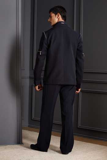 Soniya G Black Metal Bandhgala & Trouser Set 