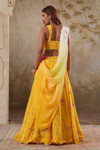 Pooja Popli Maya Printed & Embroidered Lehenga Set 