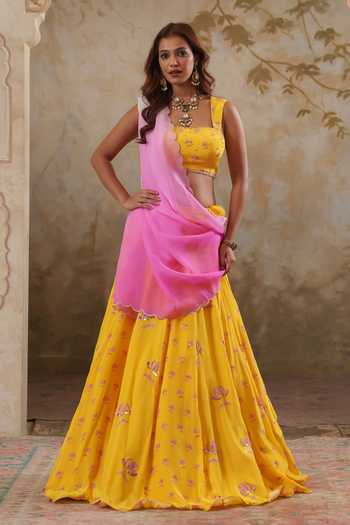 Pooja Popli Maya Printed & Embroidered Lehenga Set 