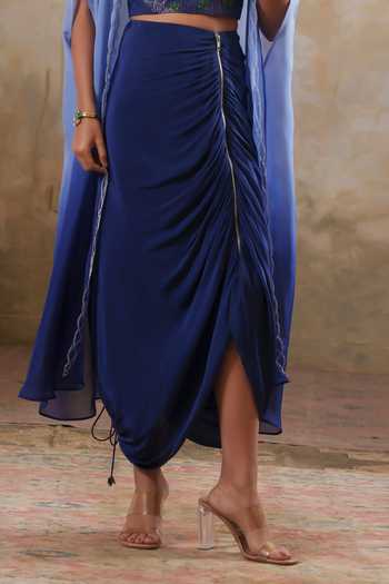 Pooja Popli Blue Organza, Lurex, Crepe Square Maya Ombre Embroidered Cape Draped Skirt Set Online at Aza Fashions Pooja Popli_Blue Organza, Lurex, Crepe Square Maya Ombre Embroidered Cape Draped Skirt Set _Online_at_Aza_Fashions