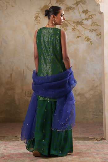 Pooja Popli Maya Shimmering Short Kurta Sharara Set 