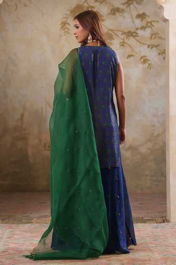 Pooja Popli Maya Shimmering Short Kurta Sharara Set 