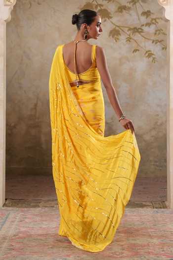Pooja Popli Maya Printed Saree With Unstitched Blouse Piece 