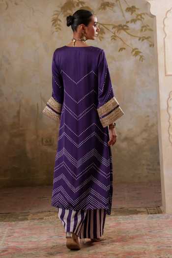 Pooja Popli Maya Kurta With Striped Palazzo 