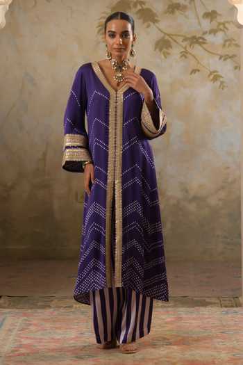Pooja Popli Maya Kurta With Striped Palazzo 