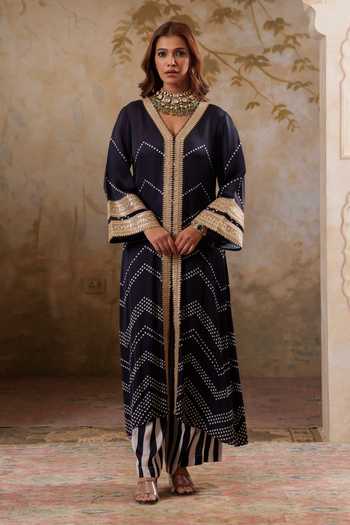 Pooja Popli Maya Kurta With Striped Palazzo 