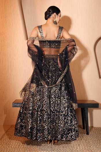 Pooja Popli Nazakat Sequin & Mirror Work Lehenga Set 