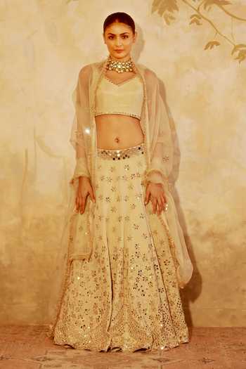 Pooja Popli Nazakat Mirror Embroidered Lehenga Set 