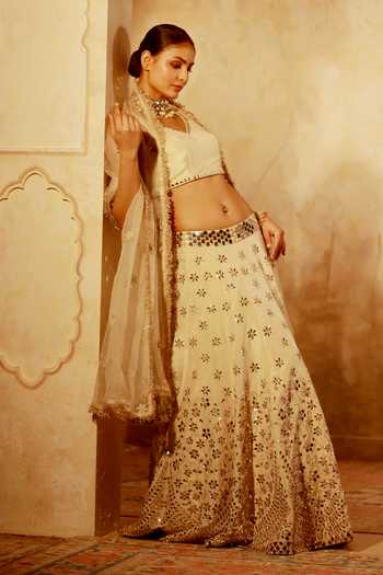 Pooja Popli Nazakat Mirror Embroidered Lehenga Set 