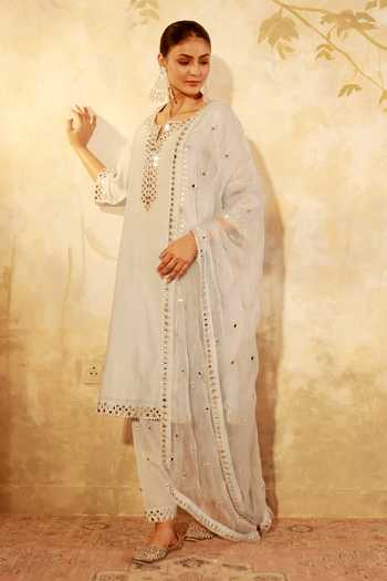 Pooja Popli Nazakat Mirror Embroidered Kurta Salwar Set 