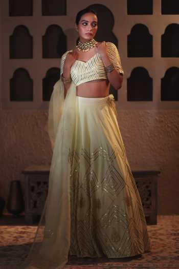 Pooja Popli Nazakat Sequin Embroidered Lehenga Set 