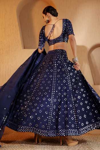Pooja Popli Nazakat Mid Night Mirror Work Lehenga Set 