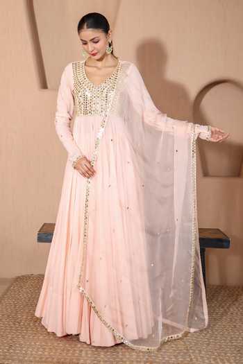 Pooja Popli Nazakat Mirror Embroidered Anarkali Set 