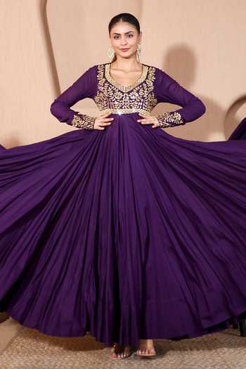 Pooja Popli Nazakat Mirror Embroidered Anarkali Set 