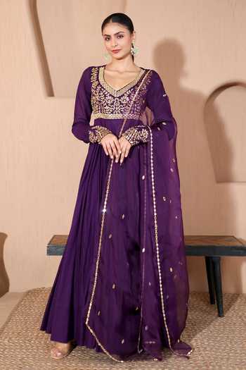 Pooja Popli Nazakat Mirror Embroidered Anarkali Set 