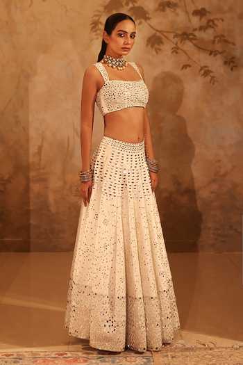Pooja Popli Nazakat Mirror Work Raw Silk Lehenga Set 