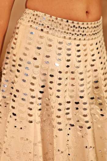 Buy_Pooja Popli_White Silk, Organza Square Neck Nazakat Mirror Work Raw Lehenga Set 