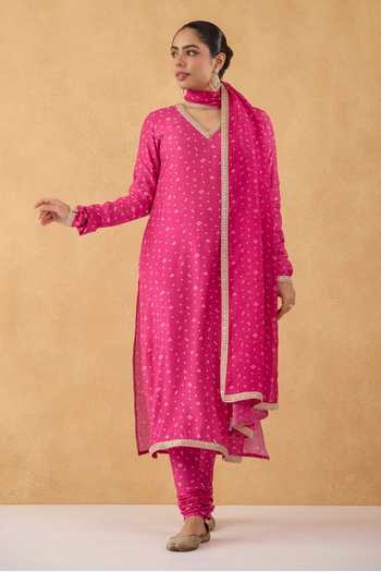 Pooja Popli Bandhej Print Cotton Silk Kurta Set 