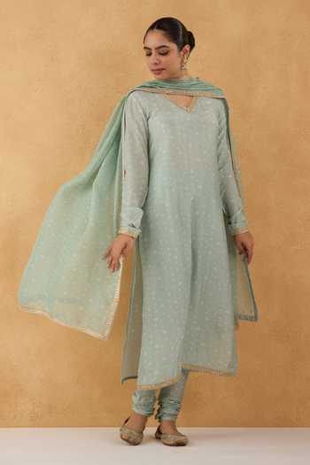Pooja Popli Bandhej Print Cotton Silk Kurta Set 