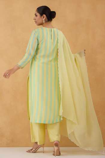 Pooja Popli Stripe Print Kurta Pant Set 