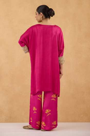 Pooja Popli Short Kurta & Floral Print Pant Set 