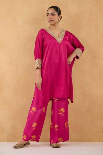 Pooja Popli Short Kurta & Floral Print Pant Set 