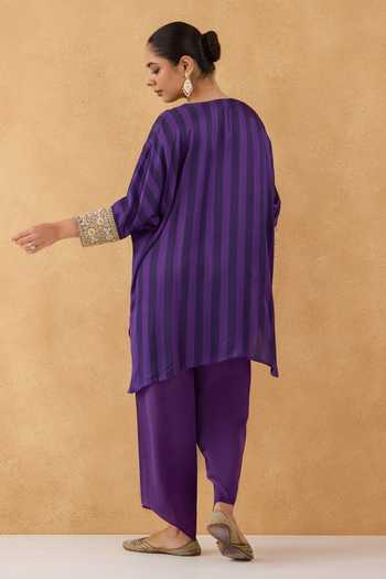 Pooja Popli Striped Print Kurta & Salwar Set 