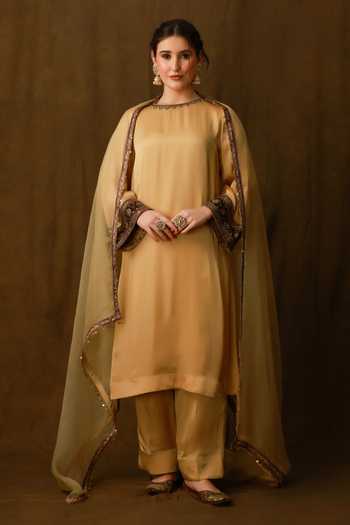 Afriya Viscose Satin Organza Kurta Set