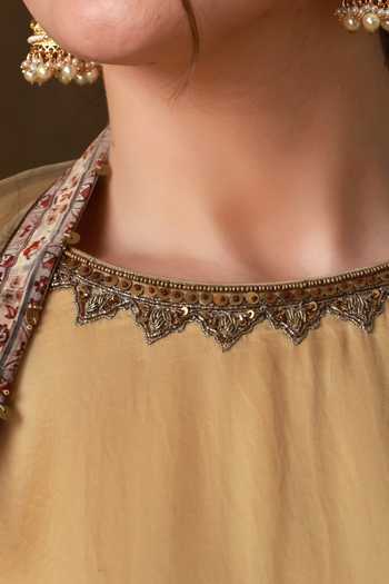 Buy_Afriya_Gold , Viscose, Satin, Silk Round Neck Kurta Set 