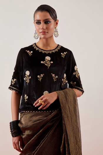 Anantaa By Roohi Black Embroidered Blouse 