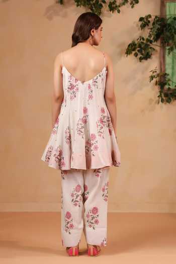 Anshu Wadhwa Hand Embroidered Chanderi Anarkali Set 
