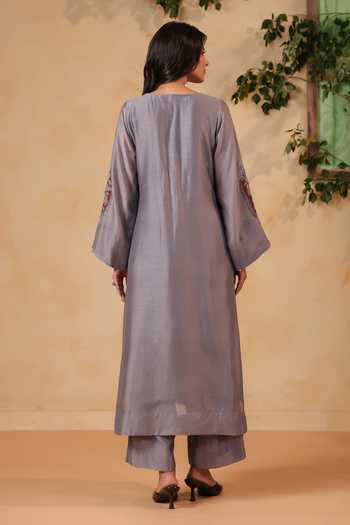 Anshu Wadhwa Hand Painted Chanderi Kurta Set 