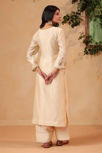 Anshu Wadhwa Hand Embroidered Chanderi Organza Kurta & Salwar Set 