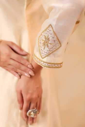 Buy Anshu Wadhwa Gold Organza, Chanderi V-neck, Yes Hand Embroidered Kurta And Salwar Set Online at Aza Fashions Buy_Anshu Wadhwa_Gold Organza, Chanderi V-neck, Yes Hand Embroidered Kurta And Salwar Set _Online_at_Aza_Fashions