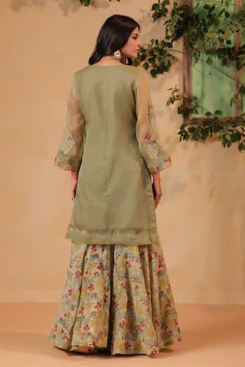 Anshu Wadhwa Applique Embroidered Kurta & Sharara Set 