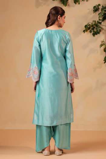 Anshu Wadhwa Embroidered Chanderi Kurta & Dhoti Pant Set 