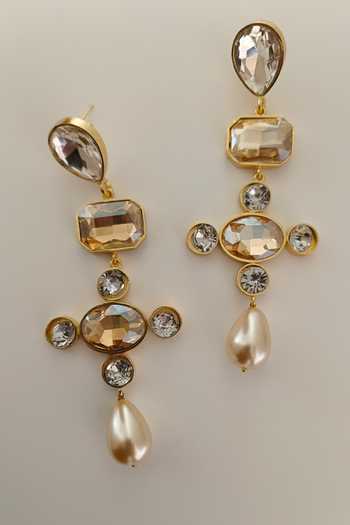 Bblingg Tarana Crystal Cross Dangler Earrings