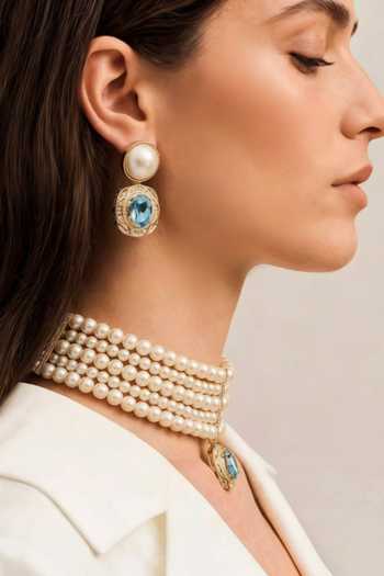 Buy_Bblingg_Blue Anjorie Crystal And Pearls Necklace Set _Online_at_Aza_Fashions