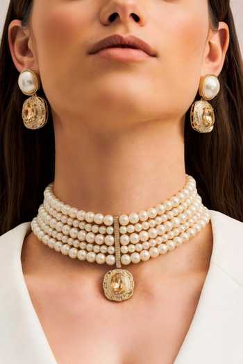 Bblingg Anjorie Crystal & Pearls Necklace Set 