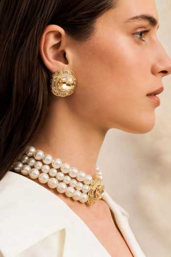 Bblingg_Gold Plated Tarana Crystal And American Diamond Choker Set _Online_at_Aza_Fashions