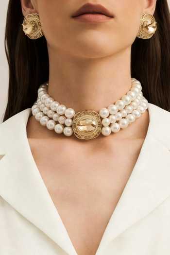 Buy_Bblingg_Gold Plated Tarana Crystal And American Diamond Choker Set _Online_at_Aza_Fashions