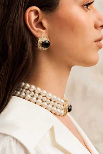 Buy_Bblingg_Black Tarana Crystal And American Diamond Choker Set _Online_at_Aza_Fashions